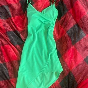Planet gold green wrap mini dress